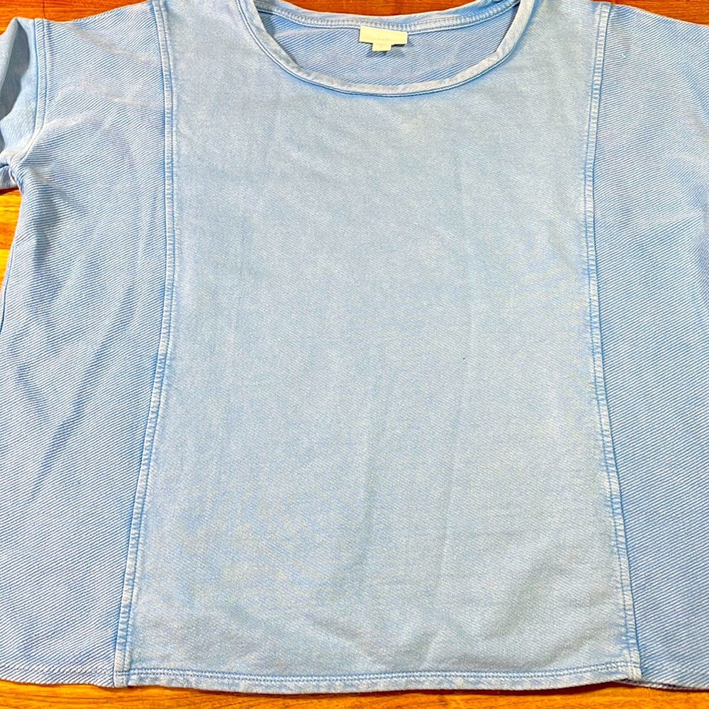 Terry 3/4 sleeve top. Powder blue new never worn!